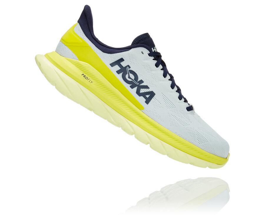 Running Shoes Mens - Hoka One One Mach 4 - White - XSCFWMJ-21